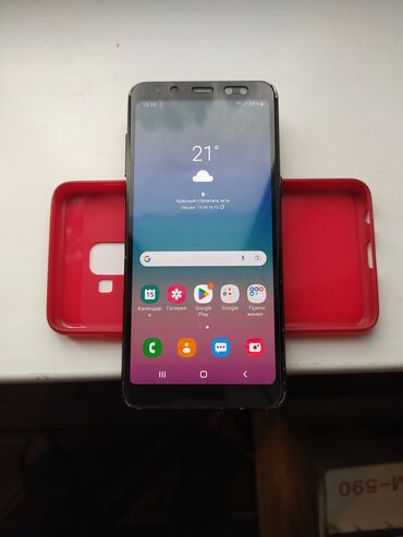 Samsung: Samsung Galaxy A8 2018, Б/у, 32 ГБ, цвет - Черный, 2 SIM