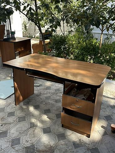 qatlanan stol: Ofis/iş masası – ağac teksturası ilə - Geniş iş səthi, yumşaq — 1