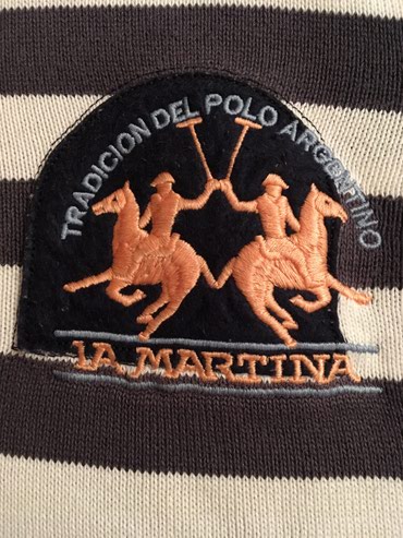 Duksevi: Odličan, kao nov La Martina džemper, M veličina, beli sa teget prugama — 9