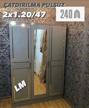 aze sekis: Güzgülü üç qapılı şkaf - Ölçü: 2 x 1.20 x 47 sm (təxmini yazılış — 1