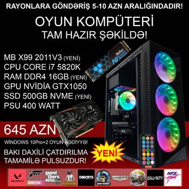 Masaüstü kompüterlər və iş stansiyaları: Oyun üçün Kompüter "DDR4 Core i7 5820K GTX1050 2GB 500GB NVME” ⭐Tək — 3