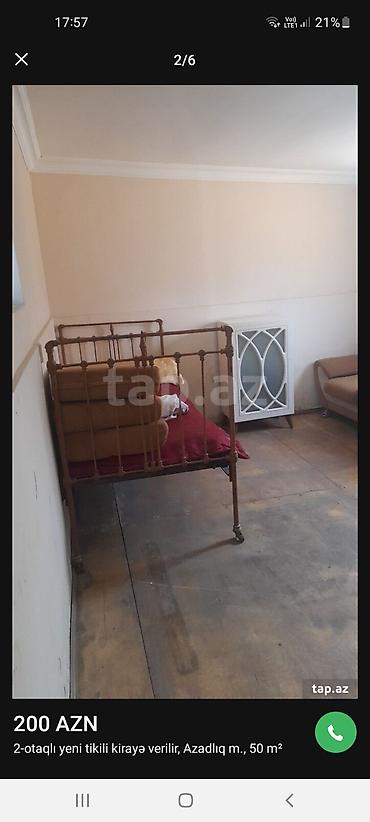 Аренда квартир: Kirayə verilir: 2 otaqlı mənzil, Azadlıq metrosu yaxınlığı, 50 m² - — 4