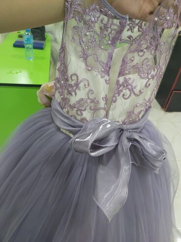 Üst geyimləri: Bənövşəyi tonlarda qız uşağı üçün şık ziyafət/libas paltarı. - Üst