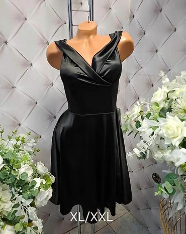 Haljine: Svečane kratke haljine od satena – model sa preklopljenim dekolteom i — 9