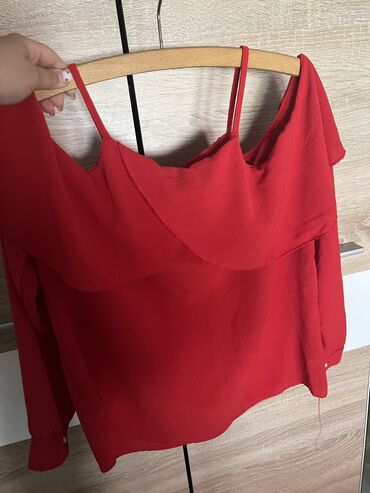 ženske košulje od satena: One size, Single-colored, color - Red