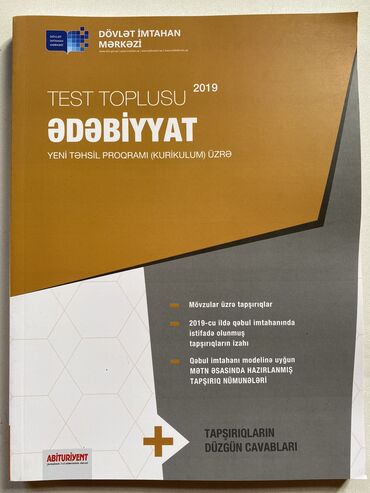 ədəbiyyat test toplusu 2019 pdf: Test Toplusu Ədəbiyyat 
veziyyeti:Yenidir,istifade olunmayib
