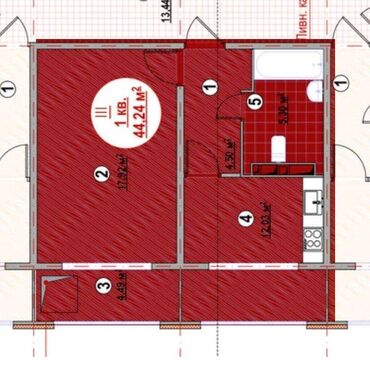 келечек квартира керек: 1 комната, 44 м², 106 серия улучшенная, 5 этаж, ПСО (под самоотделку)