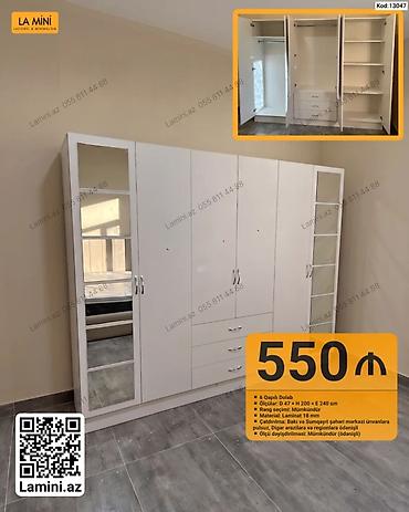 Шкафы: 6 qapılı ağ paltar dolabı - Ölçülər: D 47 x H 200 x E 240 sm - — 1