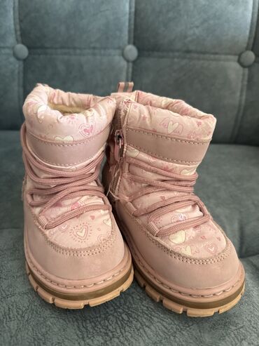 сапоги зимние женские натуральная кожа натуральный мех распродажа: Детские зимние ботинки для девочки - Цвет: нежно-розовый с рисунком