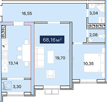 орозбекова линейная: 2 комнаты, 68 м², 2 этаж — 3
