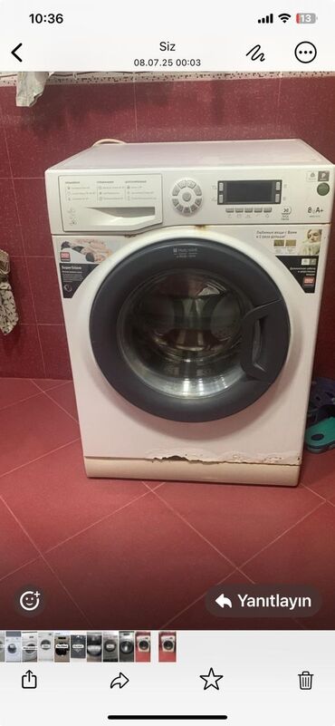 Paltaryuyan maşın Hotpoint Ariston, 8 kq, Avtomat, Qurutmasız, Kredit yoxdur