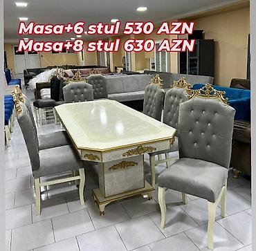 salon masa: Qonaq otağı üçün, Yeni, Açılmayan, Dördbucaq masa, 6 stul — 1