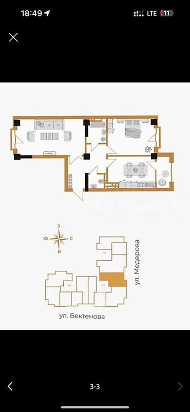 жк гармония: 2 комнаты, 80 м², Юнусалиева/Суванбердиева Элитка, 10 этаж, ПСО (под самоотделку) — 3