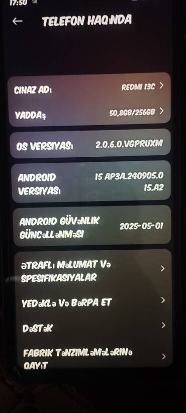 сотовый телефон fly ezzy 9: Redmi 13C, 256 GB, rəng - Göy, Barmaq izi, İki sim kartlı, Face ID
