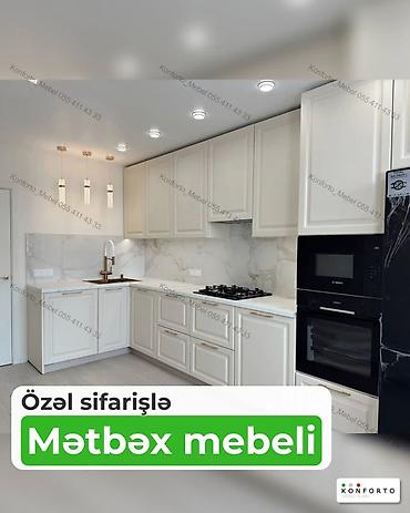 misar frez: Özəl sifarişlə mətbəx mebeli - Dizayn: Klassik-modern üslubda ağ — 1