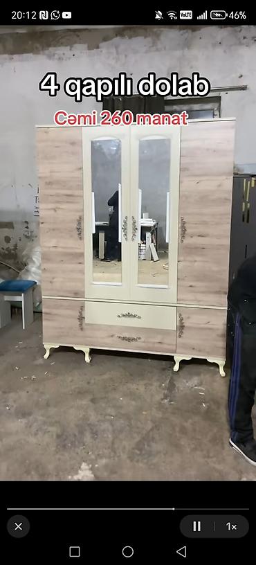 qoz: Dörd qapılı paltar dolabı - Ön hissədə iki ədəd tam ölçülü güzgü - — 6