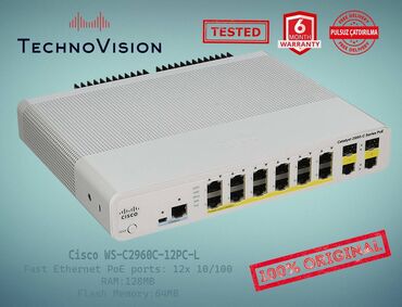 modemlərin qiyməti: Cisco Catalyst 2960C 12PC L ✔️Sertifikasiyadan keçmiş təcrübəli