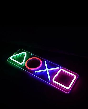 неоны: Неоновая LED-вывеска “игровые символы” (треугольник, круг, крест — 2