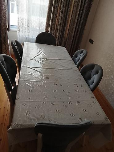 metbex dekorlari: Yemək otağı üçün 6 nəfərlik masa və stul dəsti - Dəst: 1 ədəd uzun — 2