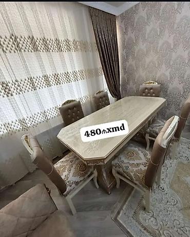 oyun stul: Qonaq otağı üçün, Yeni, Açılmayan, Dördbucaq masa, 6 stul — 1