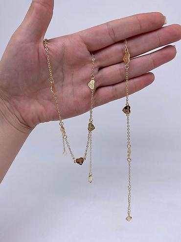 qızıl zinət eşyaları: Qızılı bəzək dəsti – incə zəncirlər və asma-kolye/bilekliklər - — 8