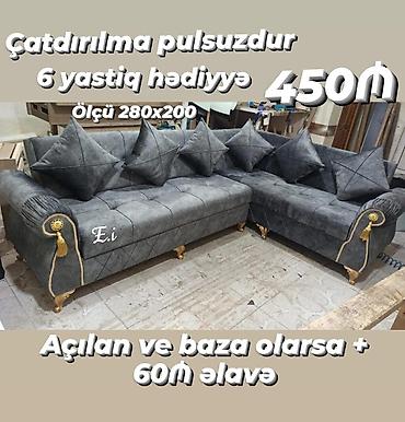 kunc divanlar kreditle: Künc divan – ölçü 280x200. - Klassik dizaynlı, qızılı dekor detallar — 1