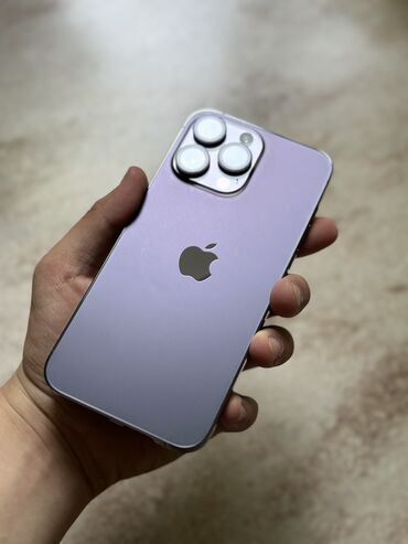 iphone 14 pro max бишкек: IPhone 14 Pro Max, Б/у, 128 ГБ, Deep Purple, Зарядное устройство, Защитное стекло, Чехол, 90 %