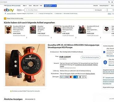 Oprema za grejanje: Grundfos cirkulaciona pumpa za grejanje – model UPE 25-40 (razmak — 5