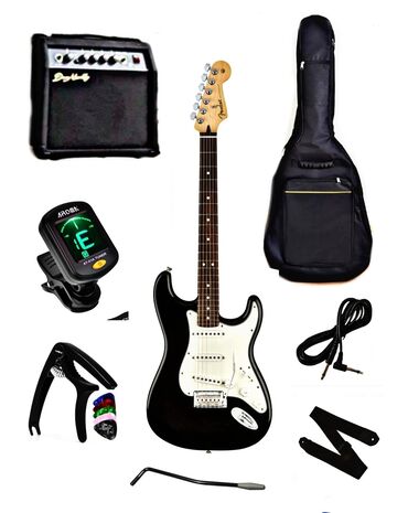 Гитары: Stratocaster новый + полный комплект для счастья: комбик 20W + зимний