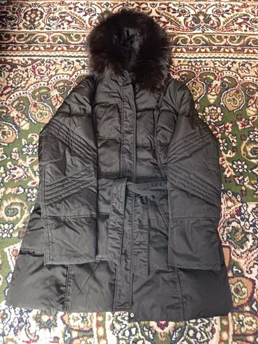 одежда для мусульманок: Пуховик, Короткая модель, С поясом, С капюшоном, 6XL (EU 52)