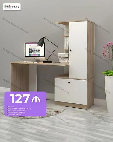 kunc mebel: Künc masa, Polkalı, Siyirməsiz, Sadə laminat — 1