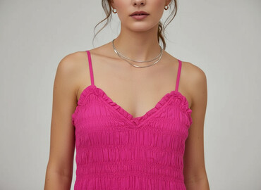 różowa sukienki z bufiastymi rękawami: H&M, Women`s dress, size M (EU 38)