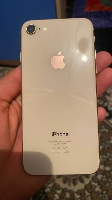 Apple iPhone: IPhone 8, 128 GB, White Titanium, Zəmanət, Barmaq izi, Simsiz şarj