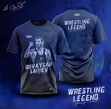 мерч: Футболка «Wrestling Legend – Buvaisar Saitiev» - Тип: спортивная — 1