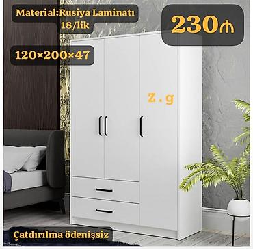 dehlız dolabı: Ağ rəngli üç qapılı qarderob - Material: Rusiya laminatı, 18-lik - — 1