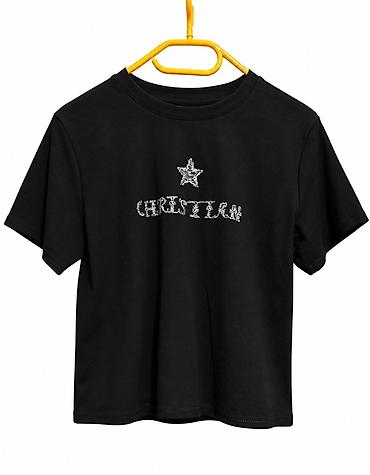 Futbolkalar: Qara rəngli qısaqol T‑shirt - Ön hissədə ulduz fiquru və “CHRISTIAN” — 1