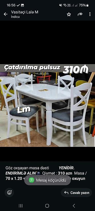 Göz oxşayan masa dəsti _*YENİDİR. ENDİRİMLƏ ALIN💣*_ Qiymət : *310