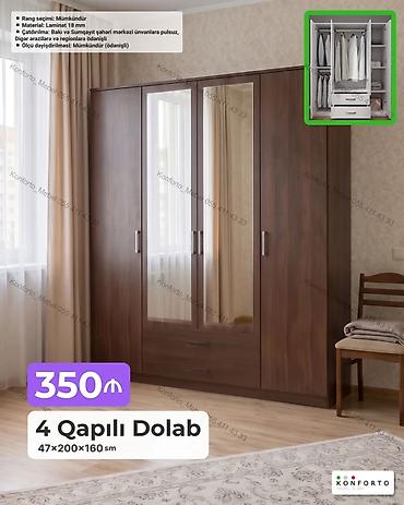 Mebel: 4 qapılı paltar dolabı – 47×200×160 sm - Material: 18 mm laminat - — 1
