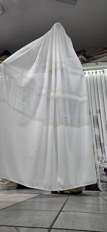 Zavese i draperije: Poluprozirne zavese – bela i krem varijanta, sa tkanoj prugom/dekorom — 8