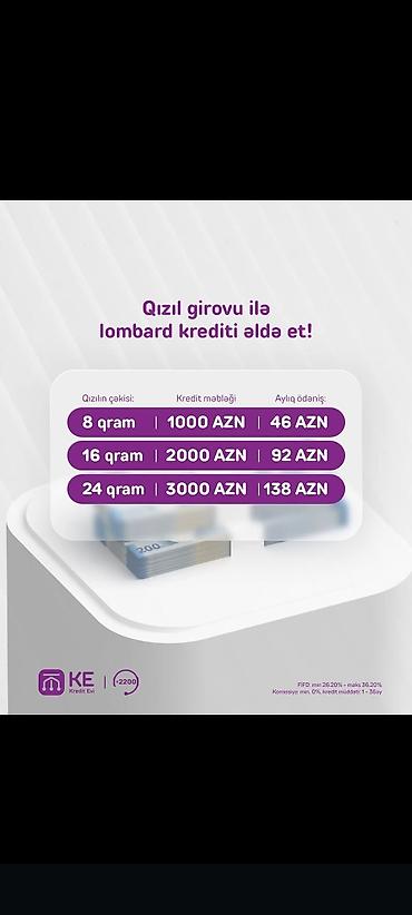 ev damaşniki: Qızıl girovu ilə lombard krediti - 8 qram qızıl girovu: kredit — 1