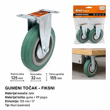 KMT Sivi 9367860 – Gumeni točak, fiksni Opis: Praktičan točak za