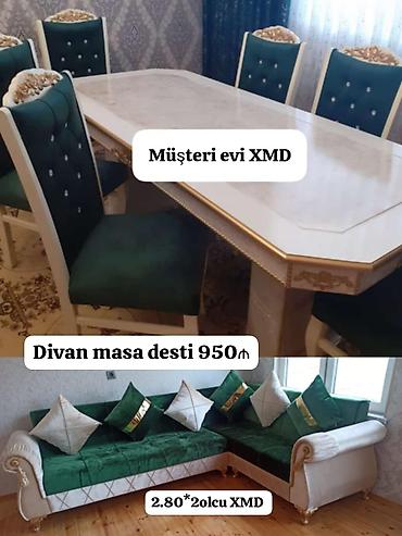 saatlar type 1: Divan–masa dəsti - Dəst tərkibi: geniş yemək masası və yüksək arxalı — 1