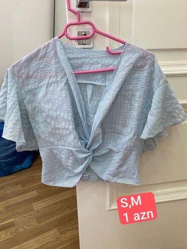 Futbolka və maykalar: Qadın köynək/top dəsti 1) Zara lilac rəngli qısa top - V şəkilli — 14