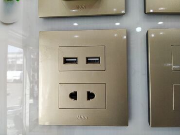 Təmir və tikinti: Qızılı rəngdə olan bu elektrik rozetkası iki USB çıxışı və bir