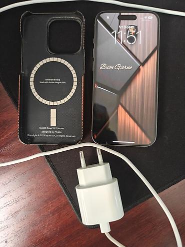 IPhone 15 Pro, Б/у, 512 ГБ, Natural Titanium, Зарядное устройство, Чехол, 87 %
