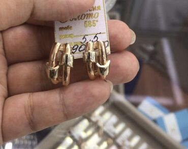 золото брослет: Серьги, Проба 585, Без вставки, Женские