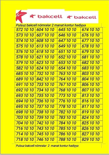 bakcell mifi: Pulsuz Bakcell Nömrələr