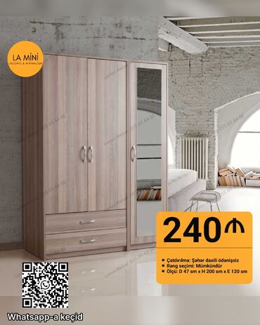 dsp qiymeti: Açılan, 3 qapılı Düz dolab, Qarderob, paltar dolabı