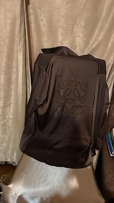 Домашние костюмы: Qəhvəyi rəngdə satən pijama dəsti – LOEWE loqolu. YENİDİR SON 1 ED - — 5