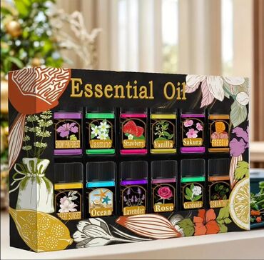 12 ədədli Essential Oil dəstlərindən biri. Bu dəstdə müxtəlif ətirlər